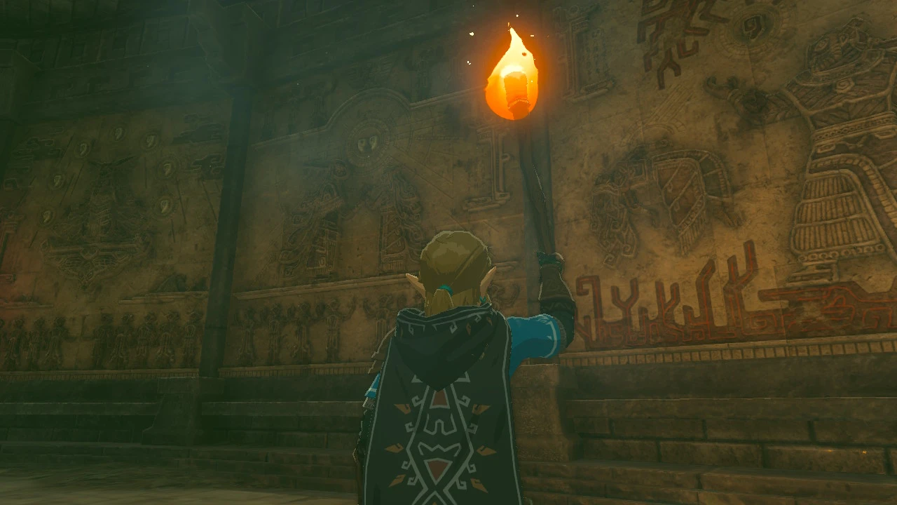 Link est devant un mur contenant une mystèrieuses inscription